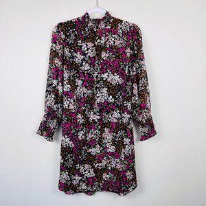 Ann Taylor Floral Prairie Cottagecore Dress, Smocked High Neck Workwear, Sz 10P
